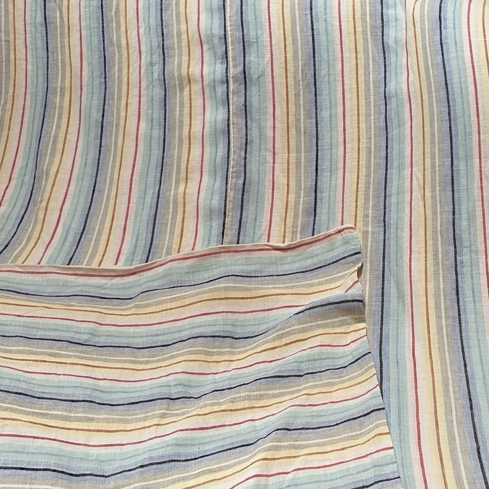 Pottery Barn 100% Linen Duvet Cover 103x82 Stripes Multicolor Comforter Cover - Picture 6 of 7